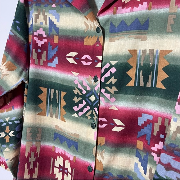 Improved Living, Aztec Long Length Button Down Shirt Dress. Size Large. - Picture 4 of 5